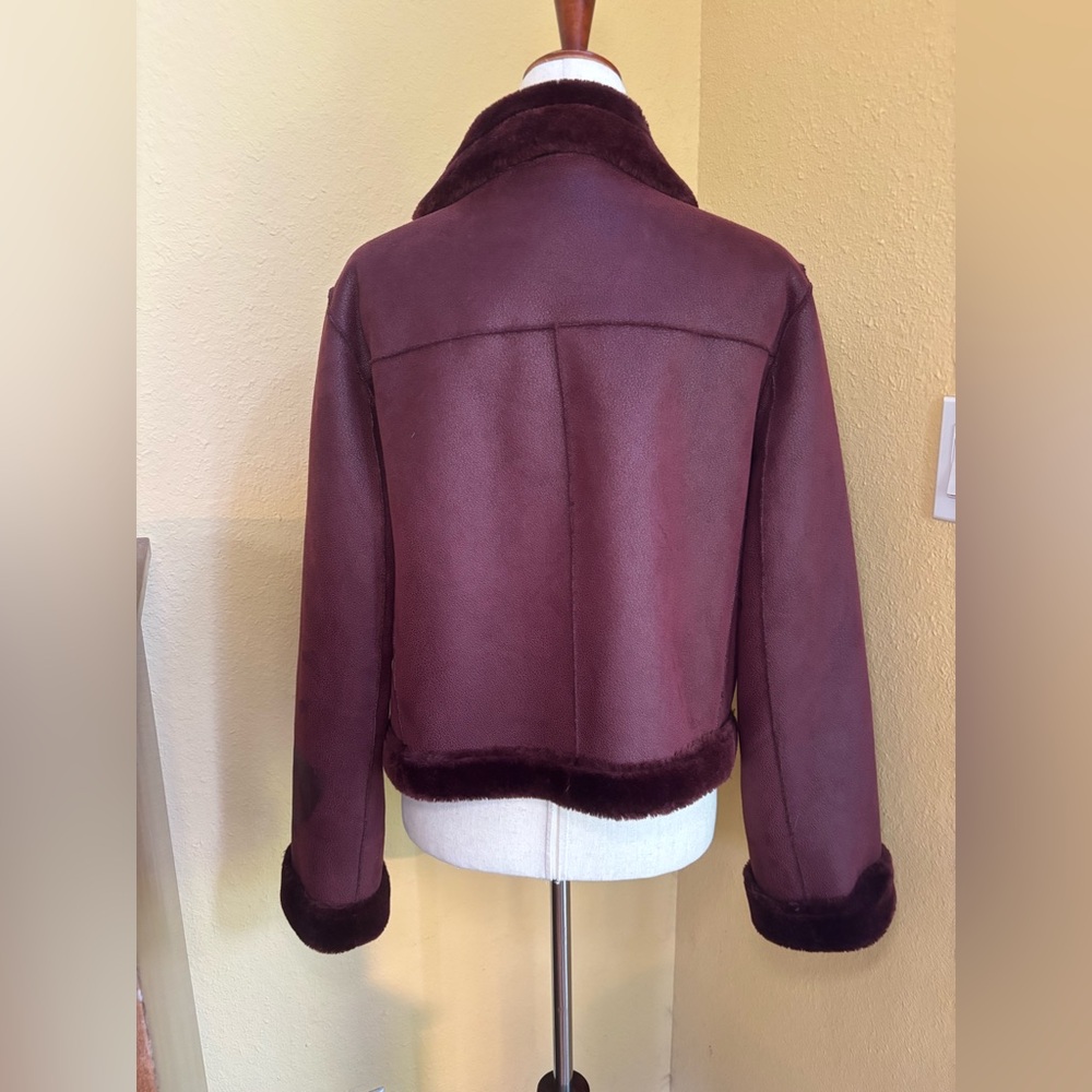 Anthropologie Ett Twa burgandy moto jacket. Large - Picture 5 of 8